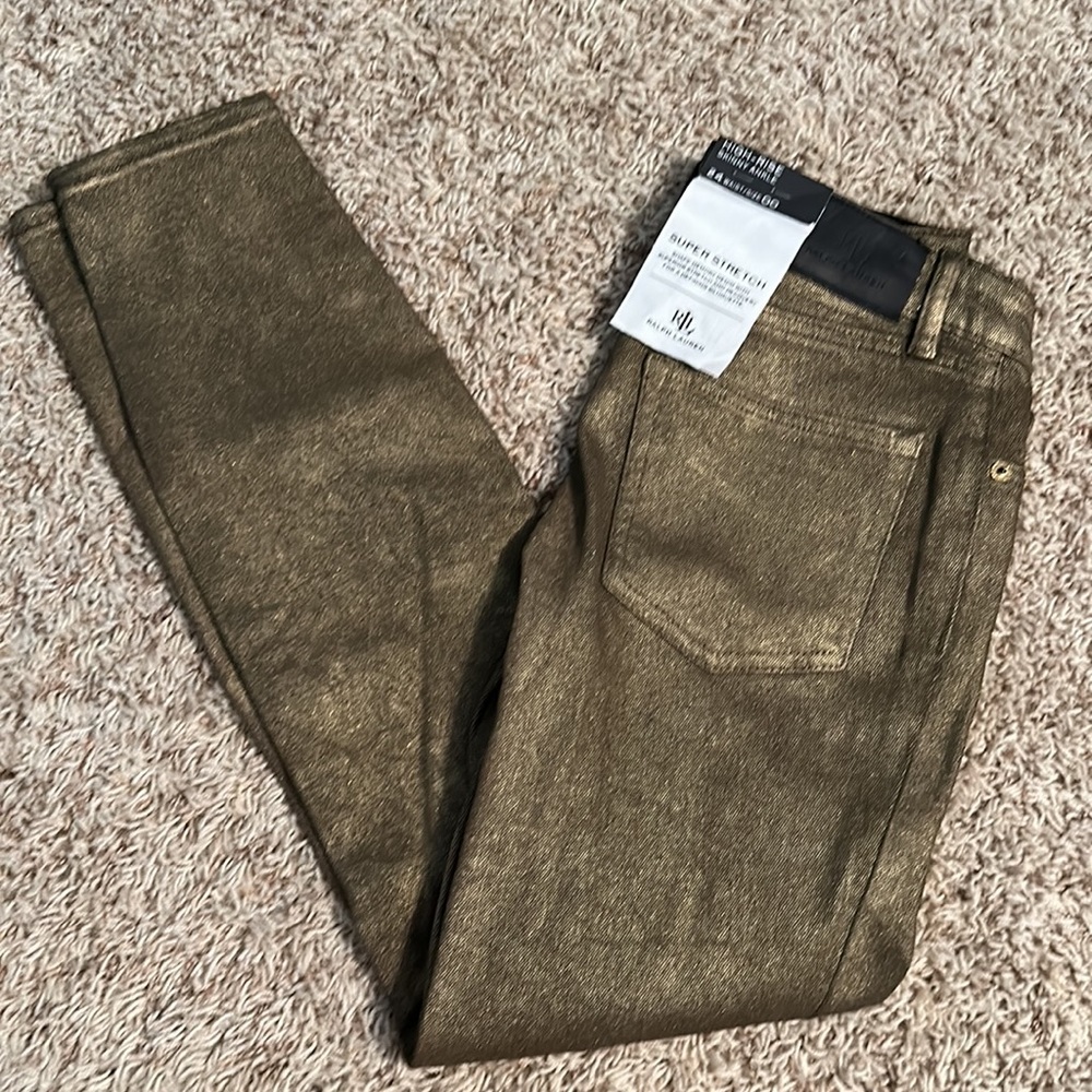 Lauren Ralph Lauren - Women’s Gold High-Rise Skinny Ankle Jeans- Size 00